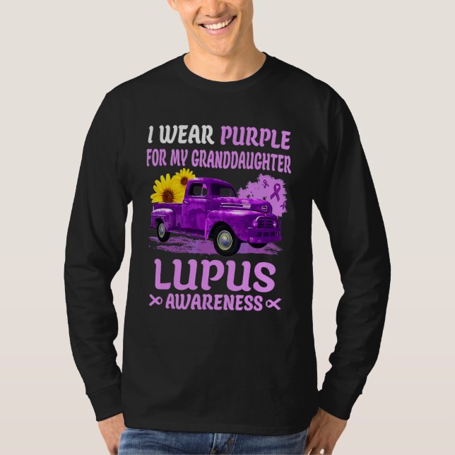 Jag Bära Lila för min mordotter Lupus-medvetenhet T Shirt (Framsida)