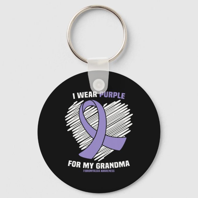 Jag Bära Lila för min mormor Fibromyalgia Awarenes Nyckelring (Framsida)