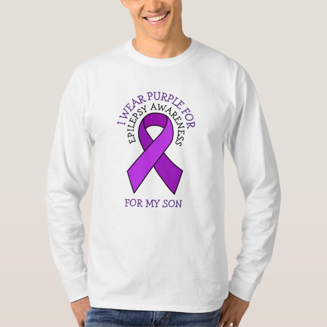 Jag Bära Lila för min son | Medvetenhet om epileps T Shirt (Framsida)