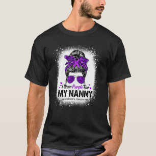 Jag Bära Lila för Nanny Messy Bun Alzheimers's Awa T Shirt