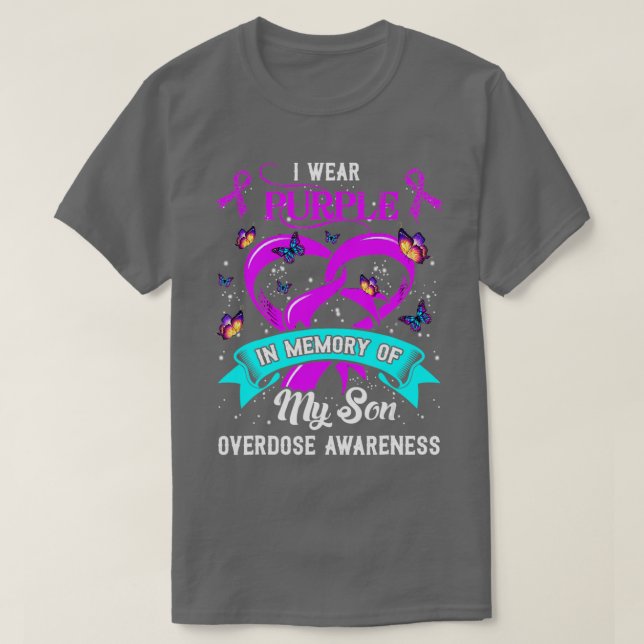 Jag Bära Lila till minne av min son överdoseringsb T Shirt (Design framsida)