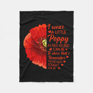 Jag Bära Little Red Poppy Flower Soldier Veteran Fleecefilt
