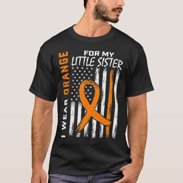 Jag Bära Orange för min lilla syster Leukemia Awar T Shirt (Framsida)