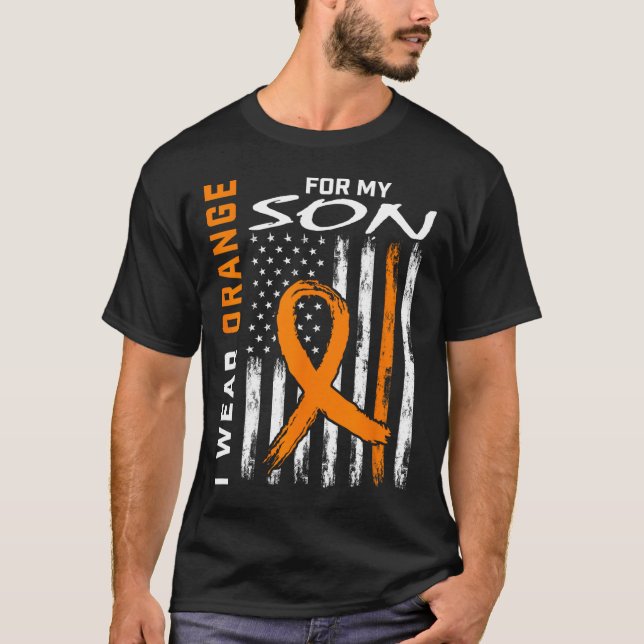 Jag Bära Orange för min son Leukemi Cancer Awarene T Shirt (Framsida)