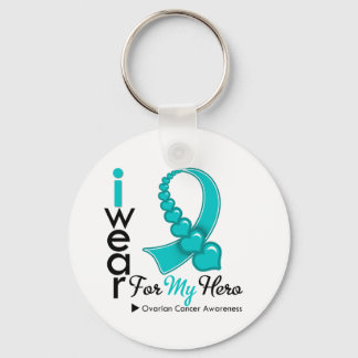 Jag Bära Ovarian Cancer Ribbon för mitt Hero T-Shi Nyckelring