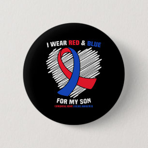 Jag Bära Red and Blue för min son Chd-medvetenhet Knapp