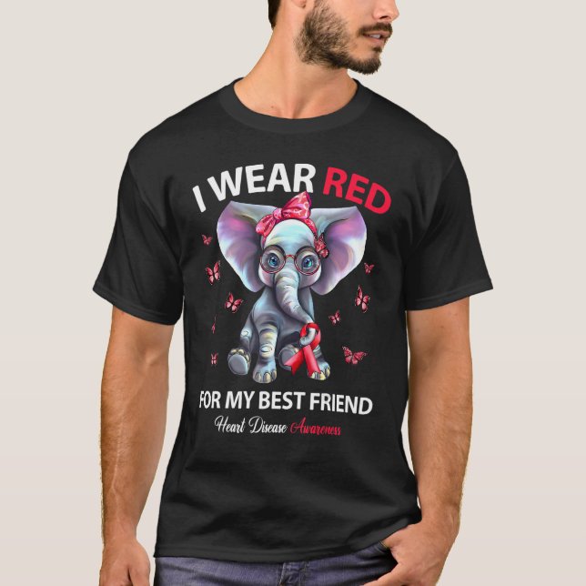 Jag Bära Red för min bästa vän hjärtsjukdom Awaren T Shirt (Framsida)