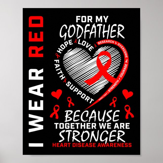 Jag Bära Red för min gudfader Heart Disease Awaren Poster (Framsidan)