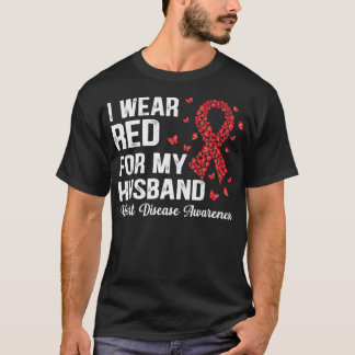 Jag Bära Red för min make stöder hjärtsjukdom Aw T Shirt