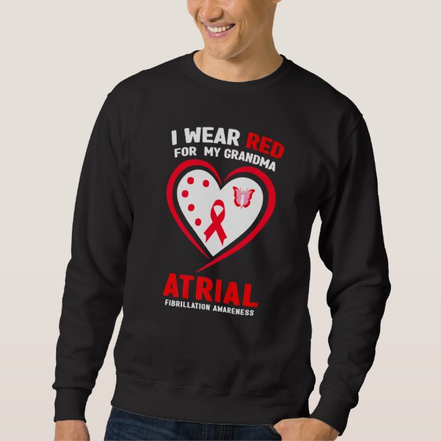 Jag Bära Red för min mormor Aprovbrillation Awar Lång Ärmad Tröja (Framsida)