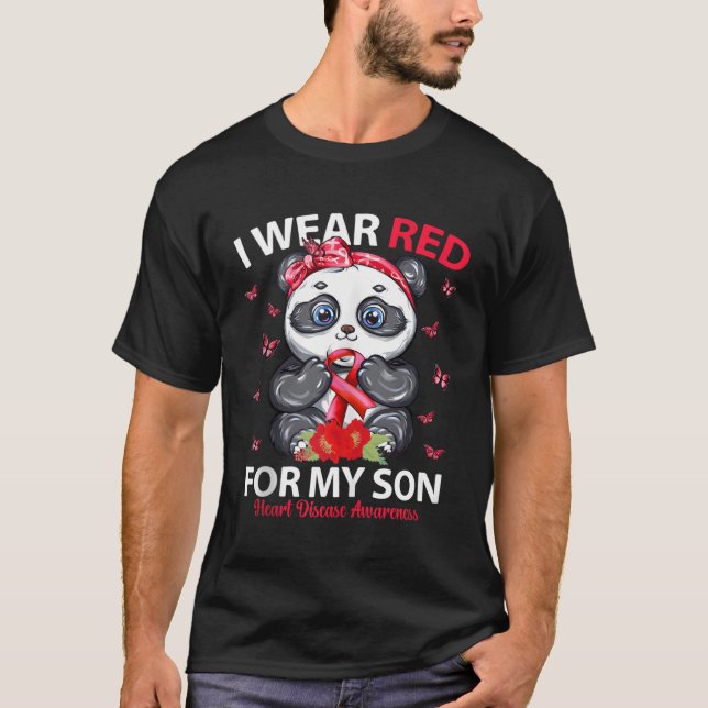 Jag Bära Red för min son Han Sjukdomsmedvetandegör T Shirt (Framsida)
