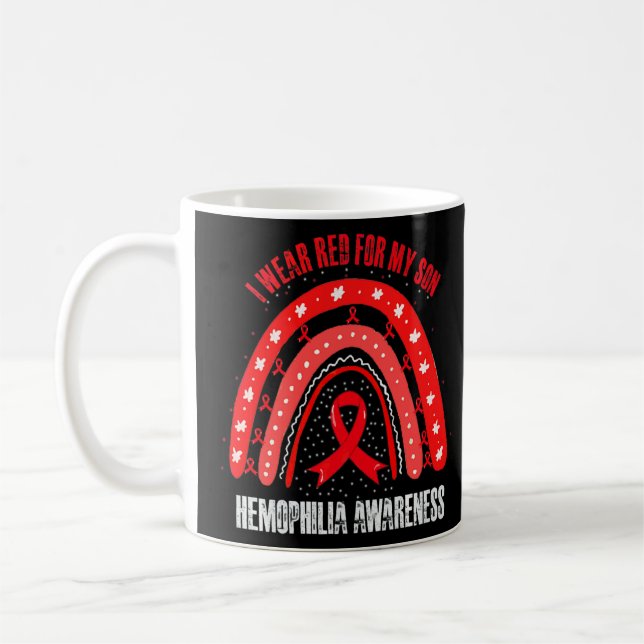 Jag Bära Red för min son Hemophilia Awareness Ribb Kaffemugg (Vänster)