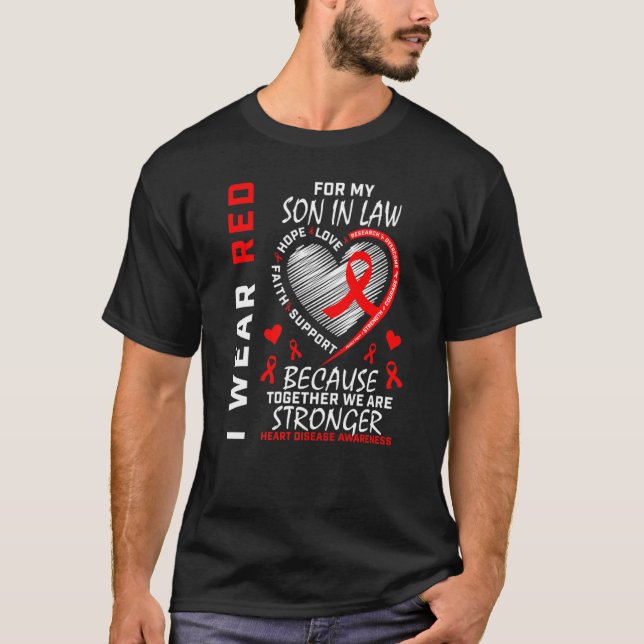 Jag Bära Red för min son i juridik, hjärtsjukdomsa T Shirt (Framsida)
