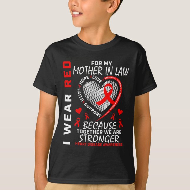 Jag Bära Red för min Svärmor Hjärtsjukdom Awar T Shirt (Framsida)