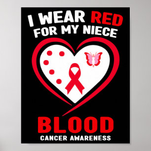 Jag Bära Red för min systerdotter Blood Cancer Awa Poster