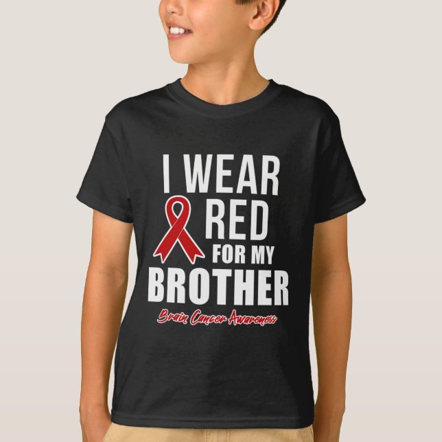 Jag Bära Red for My Brother Blood Cancer Awareness T Shirt (Framsida)