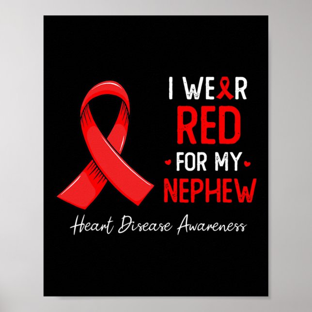 Jag Bära Red for my Nephew Heart Disease Awareness Poster (Framsidan)