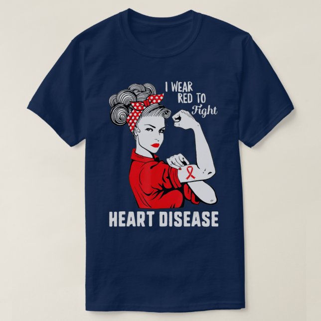 Jag Bära Red to Fight Heart Disease Awareness CHD  T Shirt (Design framsida)