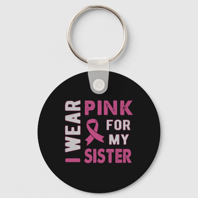 Jag Bära Rosa för min bröstcancermedvetenhet Nyckelring (Framsida)