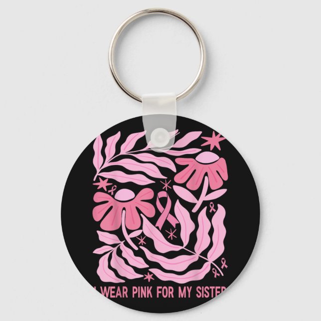 Jag Bära Rosa för min bröstcancermedvetenhet Nyckelring (Framsida)