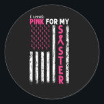 Jag Bära Rosa för min bröstcancermedvetenhet Runt Klistermärke<br><div class="desc">I Bära Rosa för min bröstcancermedvetenhet USA flagga</div>