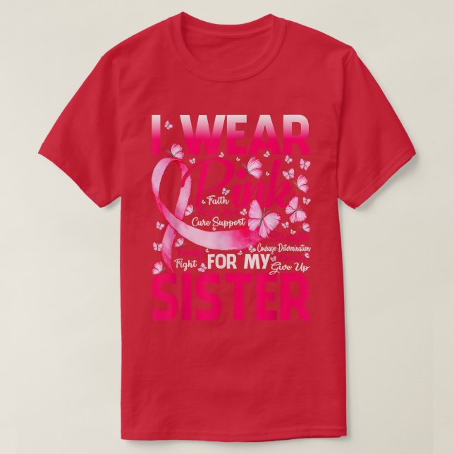 Jag Bära Rosa för min bröstcancermedvetenhet T Shirt (Design framsida)
