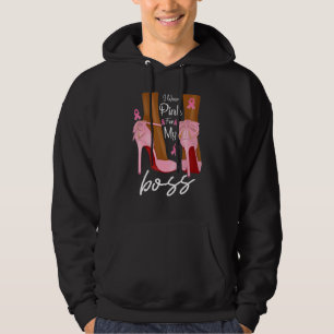 Jag Bära Rosa för min Chef Ribbon Melanin Black Qu Hoodie