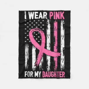 Jag Bära Rosa för min dotter Breast Cancer Awarene Fleecefilt