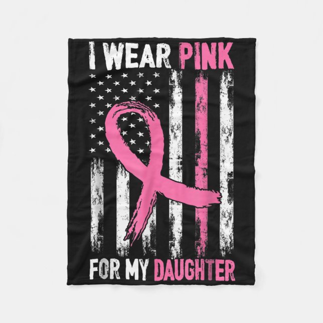 Jag Bära Rosa för min dotter Breast Cancer Awarene Fleecefilt (Framsidan)
