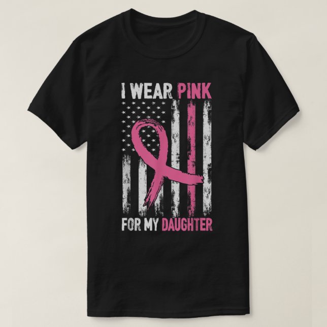 Jag Bära Rosa för min dotter Breast Cancer Awarene T Shirt (Design framsida)