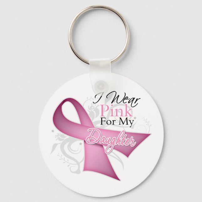 Jag Bära Rosa för min dotter bröstcancer Nyckelring (Framsida)