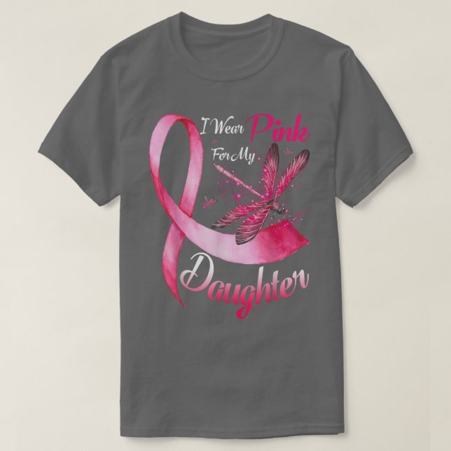 Jag Bära Rosa för min dotter Dragonfly Breast Canc T Shirt (Design framsida)