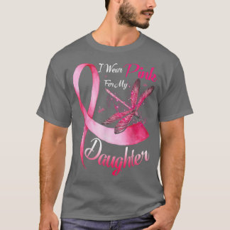 Jag Bära Rosa för min dotter Dragonfly Breast Canc T Shirt