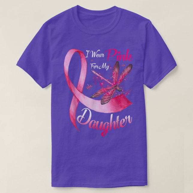 Jag Bära Rosa för min dotter Dragonfly Breast Canc T Shirt (Design framsida)