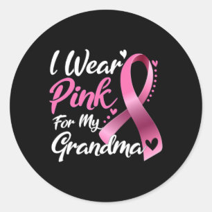 Jag Bära Rosa för min farmor Breast Cancer Awarene Runt Klistermärke