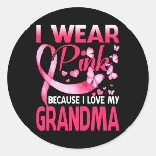 Jag Bära Rosa för min farmor Breast Cancer Awarene Runt Klistermärke
