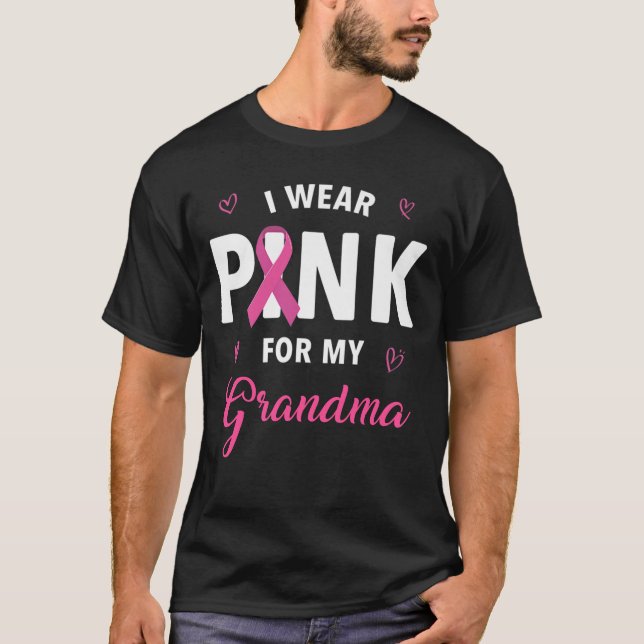 Jag Bära Rosa för min farmor Breast Cancer Awarene T Shirt (Framsida)