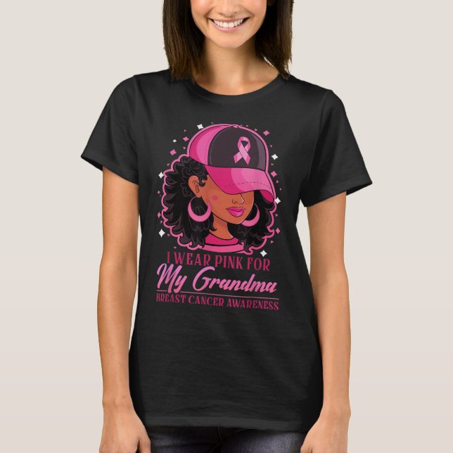 Jag Bära Rosa för min farmor Breast Cancer Awarene T Shirt (Framsida)