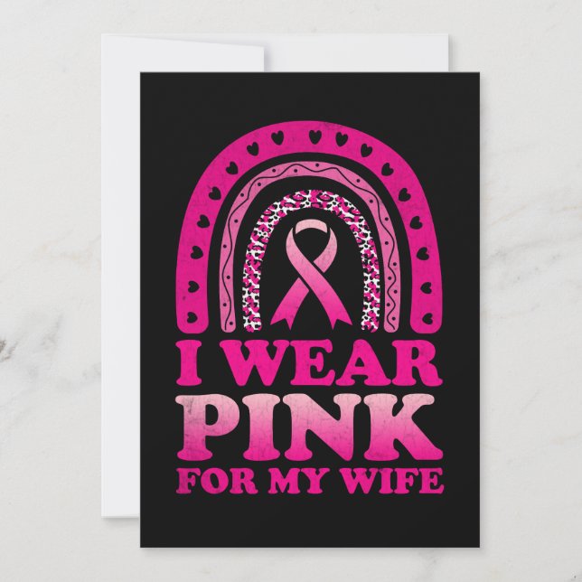 Jag Bära Rosa för min fru Breast Cancer Awareness Inbjudningar (Framsida)
