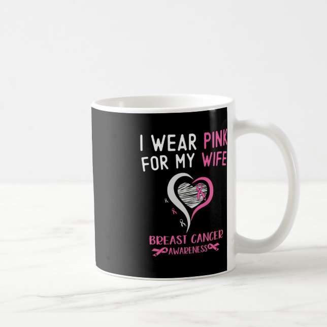 Jag Bära Rosa för min fru Breast Cancer Awareness  Kaffemugg (Höger)