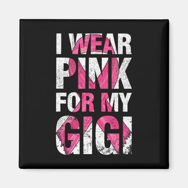 Jag Bära Rosa för min gigi Bröstcancer överlevande Magnet (Framsidan)