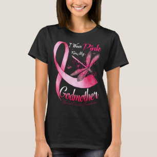 Jag Bära Rosa för min gudmor Dragonfly Rosa Ribbon T Shirt