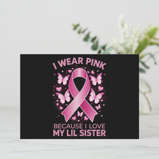 Jag Bära Rosa för min Medveten för bröstcancer på  Inbjudningar (Stående Fram)