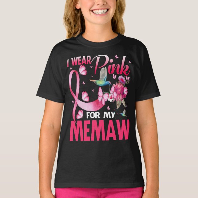 Jag Bära Rosa för min Memaw Hummingbird Breast Can T Shirt (Framsida)