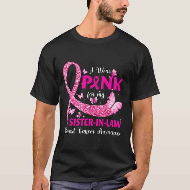 Jag Bära Rosa för min svärmakare bröstcancer Awa T Shirt (Framsida)