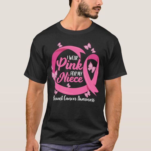 Jag Bära Rosa för min systerdotter Cute Breast Can T Shirt (Framsida)