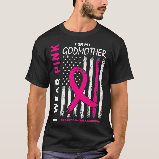 Jag Bära Rosa Godmor Breast Cancer Awareness Amer T Shirt (Framsida)