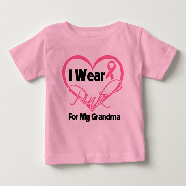 Jag Bära Rosa Hjärtat Ribbon Grandma Breast Cancer T-shirt (Framsida)