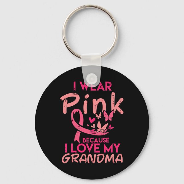 Jag Bära Rosa Kärlek Min morma Breast Cancer Aware Nyckelring (Framsida)