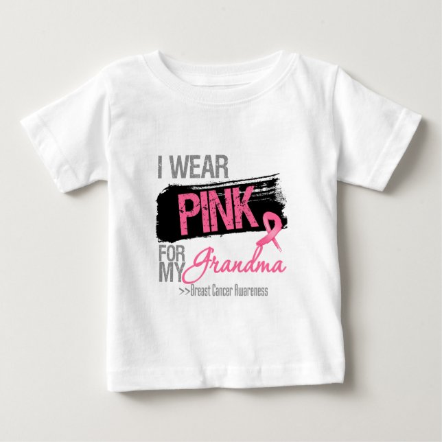 Jag Bära Rosa Ribbon for My Grandma Breast Cancer Tee Shirt (Framsida)